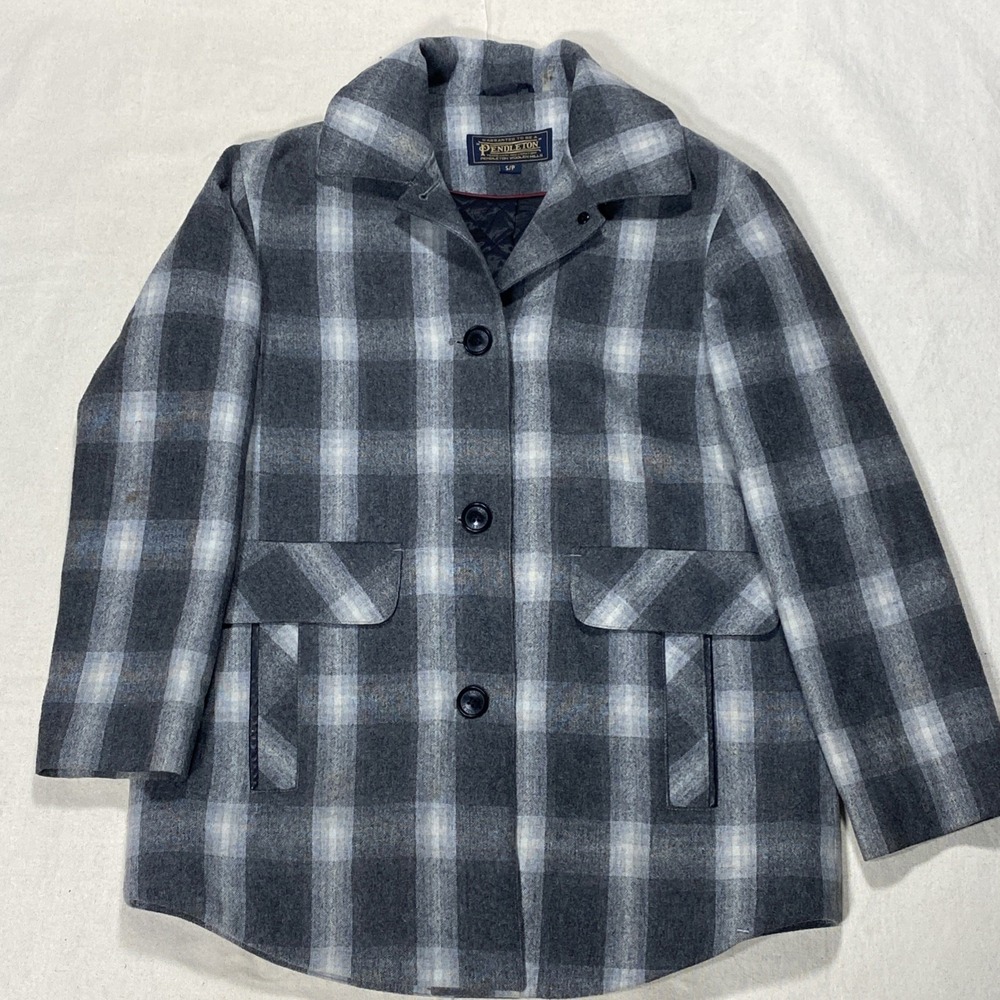 Pendleton Plaid Womens Thick Wool Button-up Coat Size Small